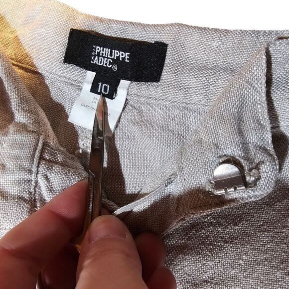 Philippe Adec High Waist Wide Leg Beige Linen Pants Size 10 - Picture 2 of 9